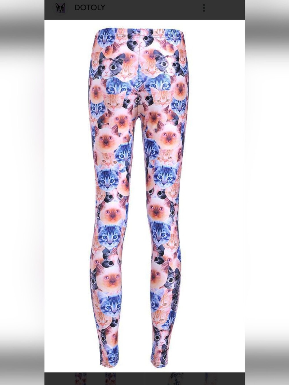 Crazy Cats Cat Print Leggings With Cat Faces Tan & Blue Size Large 10